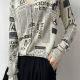 Vintage Shimmer Jacquard Letter V-Neck Cardigan