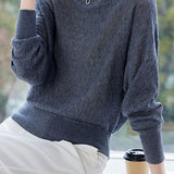 Elegant Off-Shoulder Batwing Long Sleeve Knit Top