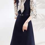 Early Autumn Stylish Fake Two-Piece Design Dress - liwisi