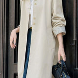 Casual Lapel Single‑Breasted Long Sleeve Trench Coat