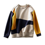 Round Neck Drop Shoulder Bi-Color Sweatshirt