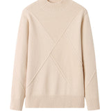 Bottle Neck Casual Jacquard Knit - 4 Colors Available