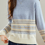 Slouchy Half-High Neck Color-Block Knit Top - liwisi