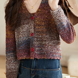 Colorful Faux-Mohair Knit Cardigan