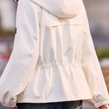 Casual Hooded Zip Drawstring Long Sleeve Coat