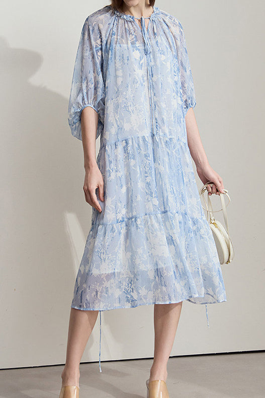 Elegant Bleached Print Dress - liwisi