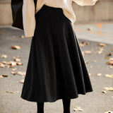 French Vintage High‑Waist Seamed A‑Line Skirt