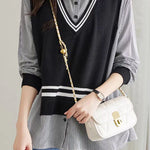 Early Autumn Casual Fake Two-Piece Spliced Shirt - liwisi