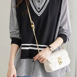Early Autumn Casual Fake Two-Piece Spliced Shirt - liwisi