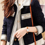 Stand Collar Glitter Decor Jacket with Lining