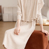 Casual Fake Two-Piece Side Tie Ribbed Knit Dress