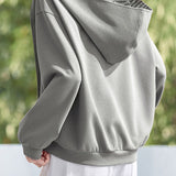 Casual Outer Hood Striped Color-Block Hoodie