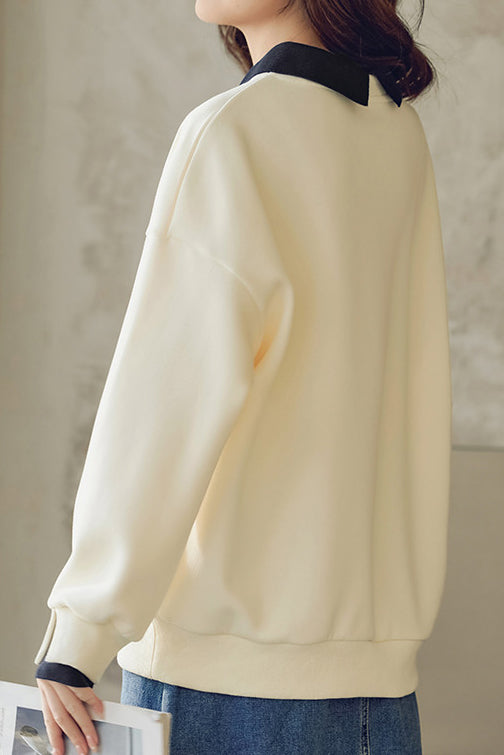 異色ピーターパンカラー緩やかスウェット - liwisi