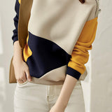 Round Neck Drop Shoulder Bi-Color Sweatshirt
