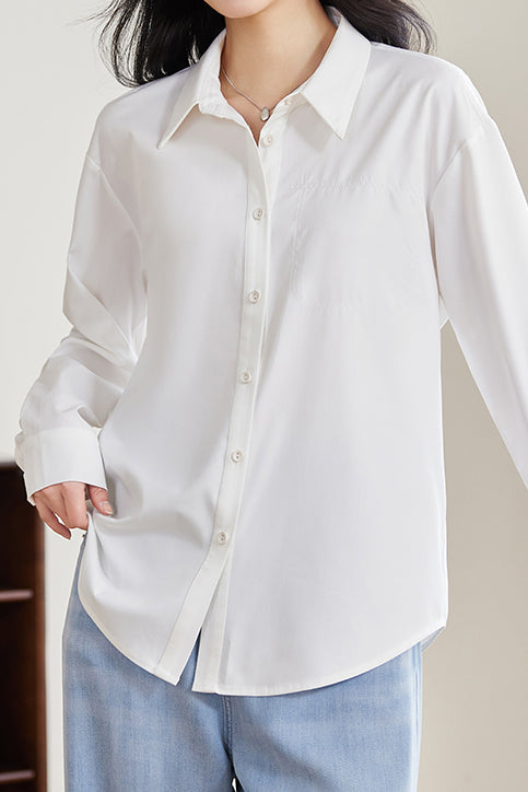 リボン装飾バックカットアウトシャツ - liwisi