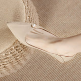 Genuine Leather Pearl Decor Low Heel Pumps - 2 Colors Available
