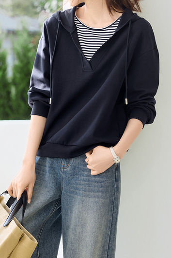 Casual Office Versatile Fake Two-Piece Sweatshirt - liwisi