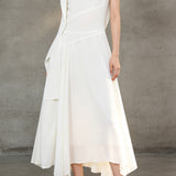 Minimalist Commuter Off-The-Shoulder Irregular Hem Dress