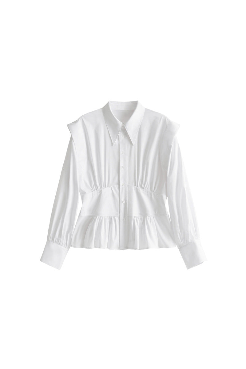 バリモアカラーペプラムギャザーシャツ　2色入 - liwisi