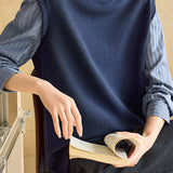 Casual Crew Neck Fake‑Two‑Piece Spliced Long‑Sleeve Sweatshirt
