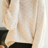 Elegant Geometric Plaid Mock Neck Knit Sweater