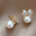 Elegant Bow Pearl Earrings - liwisi