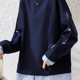 Layered Look Drop Shoulder Striped Contrast Sweatshirt