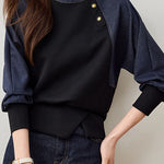Stylish Casual Spliced Crew Neck Hoodie - liwisi
