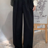Casual High-Waist Pleated Trousers