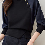 Stylish Casual Spliced Crew Neck Hoodie - liwisi