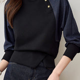Stylish Casual Spliced Crew Neck Hoodie - liwisi