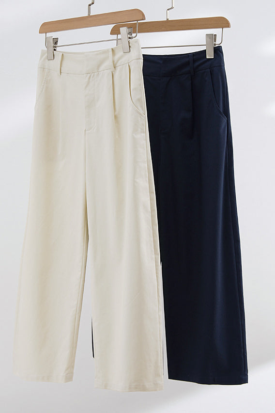 カジュアル九分丈ワイドパンツ　2色入 - liwisi