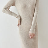 Elegant Commuter Lapel Midi‑Length Knit Dress