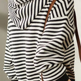 Black & White Striped Hooded Knit Hoodie