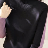 Early Autumn Color-Block Long-Sleeve Knit Top - liwisi