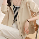 Hooded Zip-Up Drop Shoulder Jacket