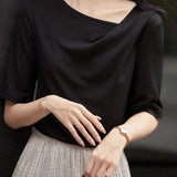 Asymmetrical neckline T-shirt