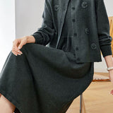 Exquisite Elegant Round Neck 3D Floral Knit Dress And Cardigan Two-Piece Set