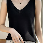 V-neck loose knit top - liwisi