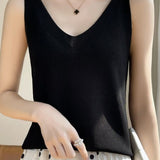 V-neck loose knit top - liwisi