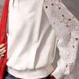 Simple Versatile Hollowed-Out Round Neck Sweatshirt
