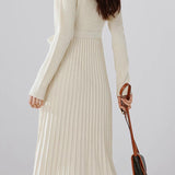 Bottle Neck Pleated Docking Knit Dress - 2 Colors Available