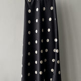 Dot Pattern Maxi Flare Satin Skirt