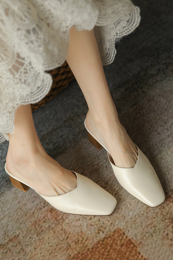 Vカットスクエアヒールサンダル　2色入 - liwisi