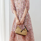Fresh Floral Layered Spliced Ruched Dress