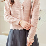 Casual Office Textured Knit Cardigan