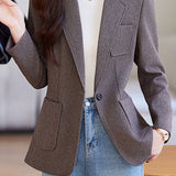 Elegant Commuter Lapel Long‑Sleeve Blazer