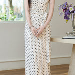 Casual Cotton Linen Polka Dot Dress - liwisi