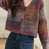 Colorful Faux-Mohair Knit Cardigan