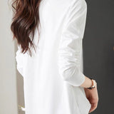 Round Neck Flower Embroidered Lace Contrast Blouse